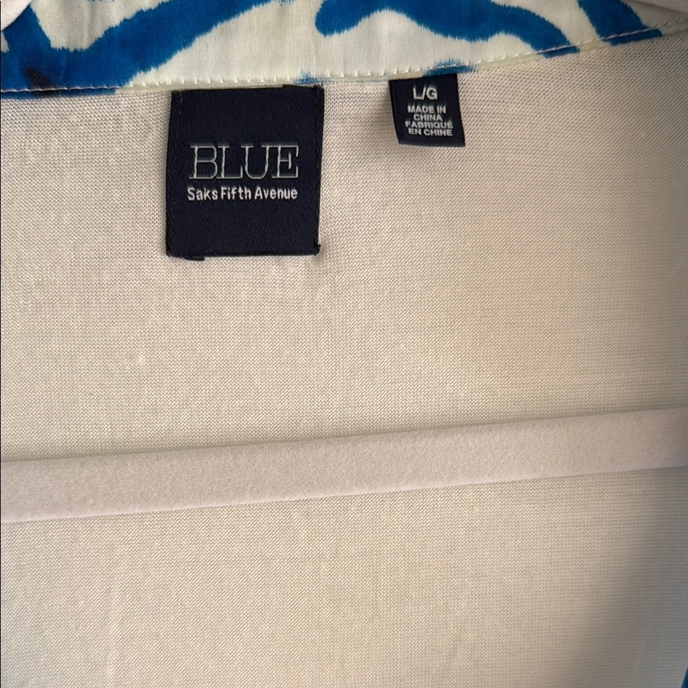 Saks Fifth Avenue BLUE. Asymmetrical V Neck shirt . - Picture 2 of 7
